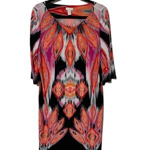 Chico’s Stretchy Aztec Design Long Sleeve Dress Size 2 Medium